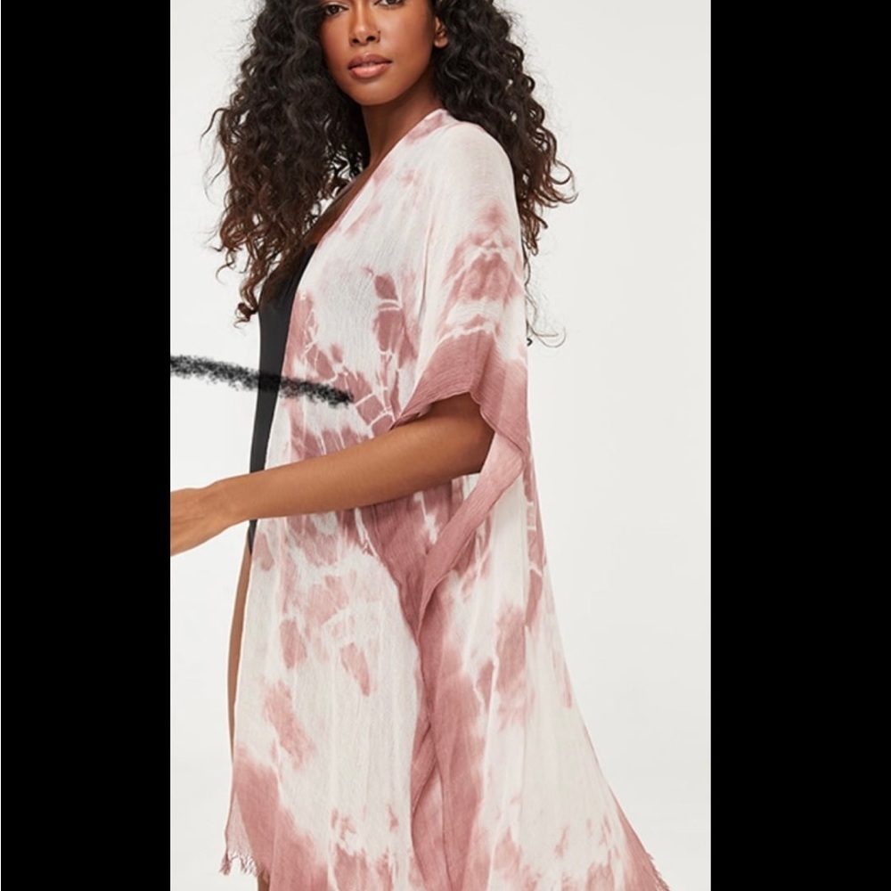 Woven Heart Pink Tie-Dye Women's Kimono Top